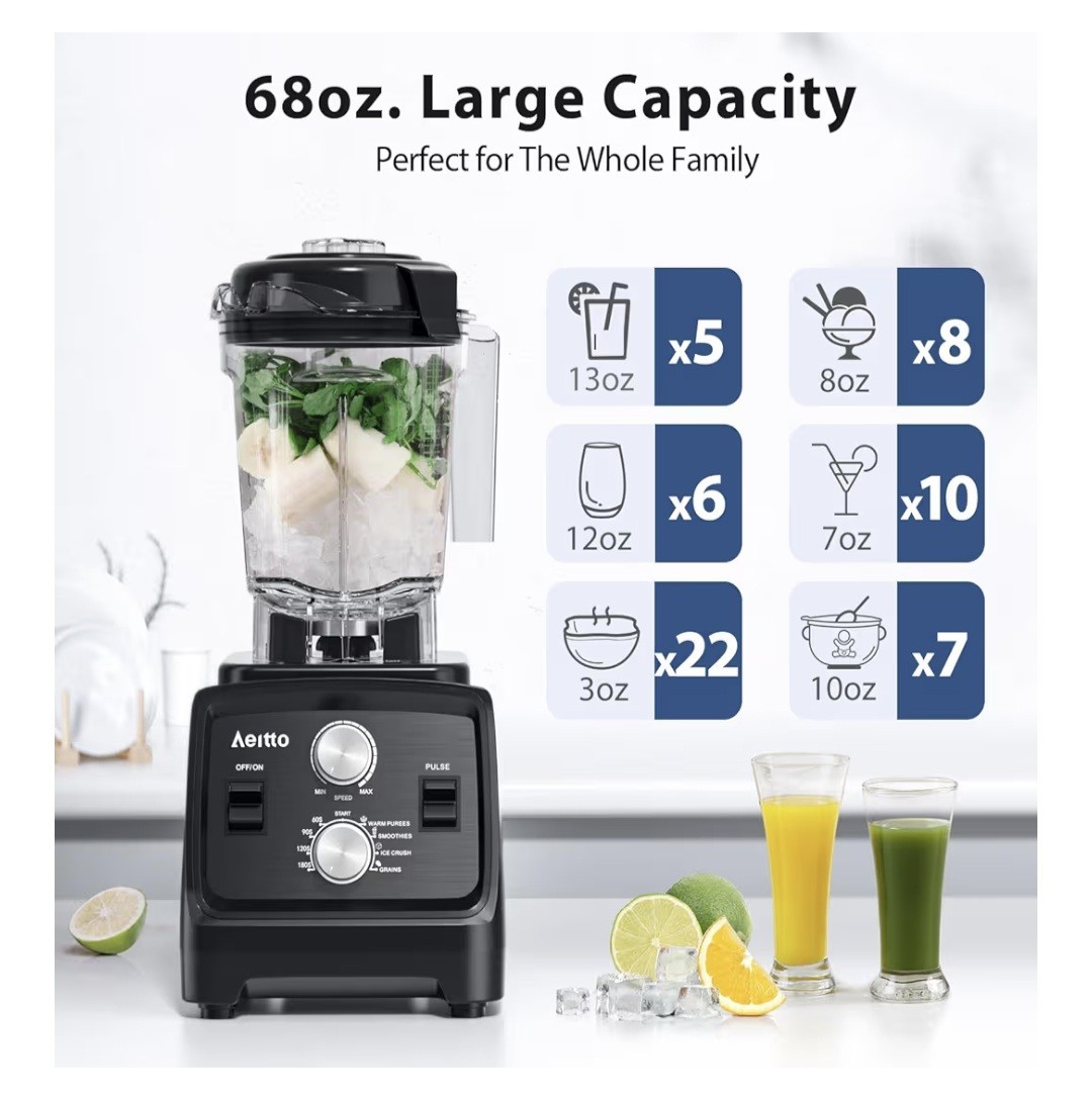 Aeitto Blenders for Kitchen with 1800W Motor, 68Oz. Large Capacity, 2-in-1 Blend | eBay - Image 3
