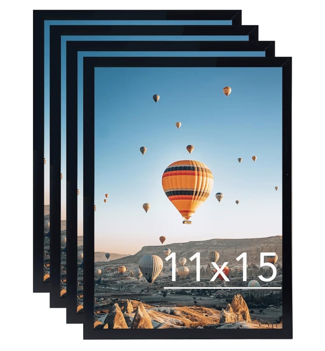 11x15 Black Picture Frame Set of 4, Horizontal and Vertical Formats for Wall ... | eBay