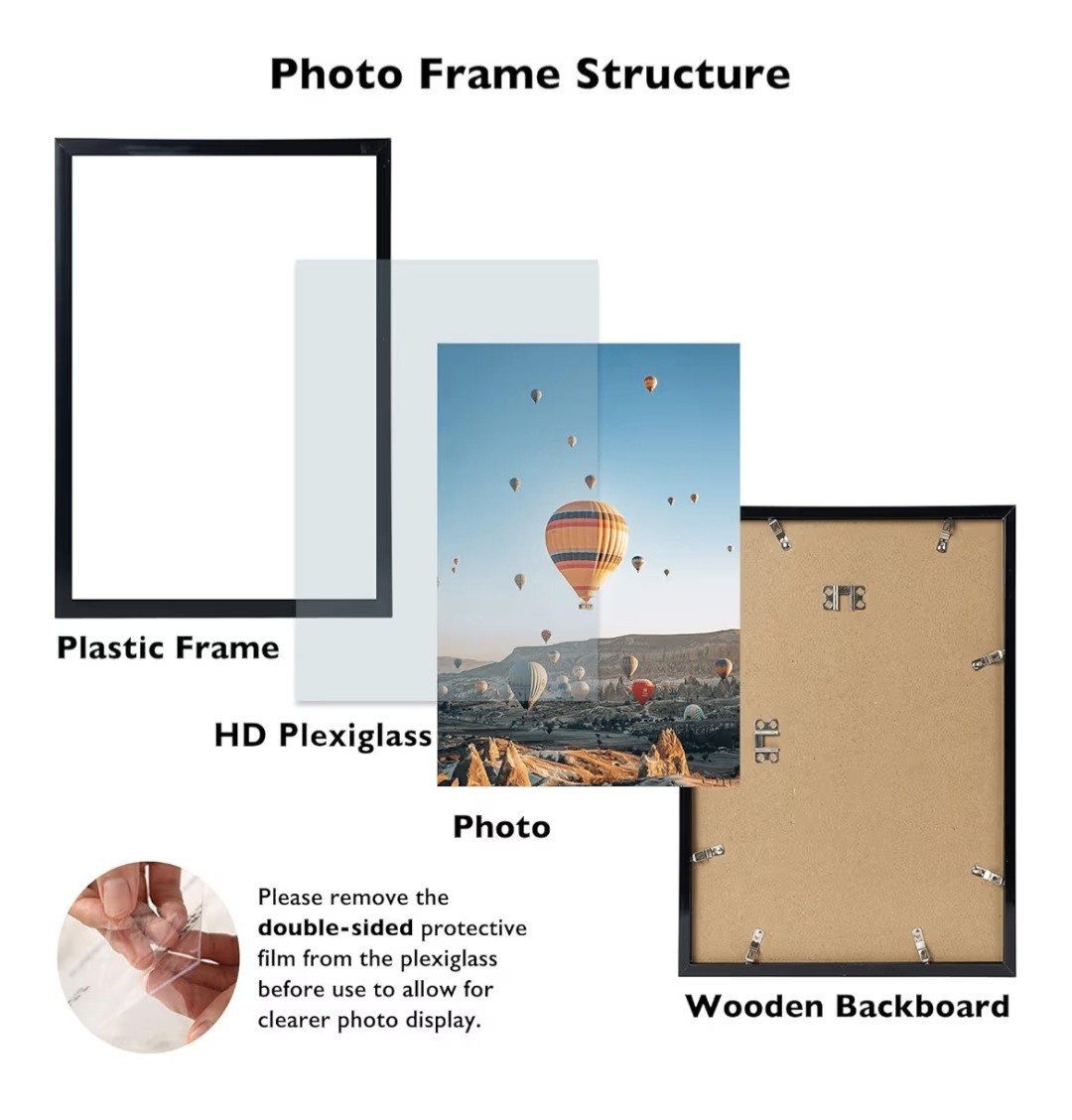 11x15 Black Picture Frame Set of 4, Horizontal and Vertical Formats for Wall ... | eBay - Image 3