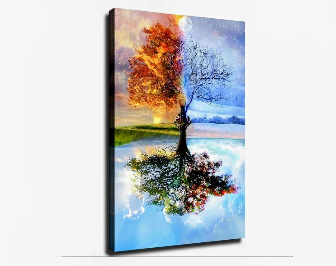 Four Seasons Tree Landscape Poster Decorative Painting Canvas Wall Art | eBay