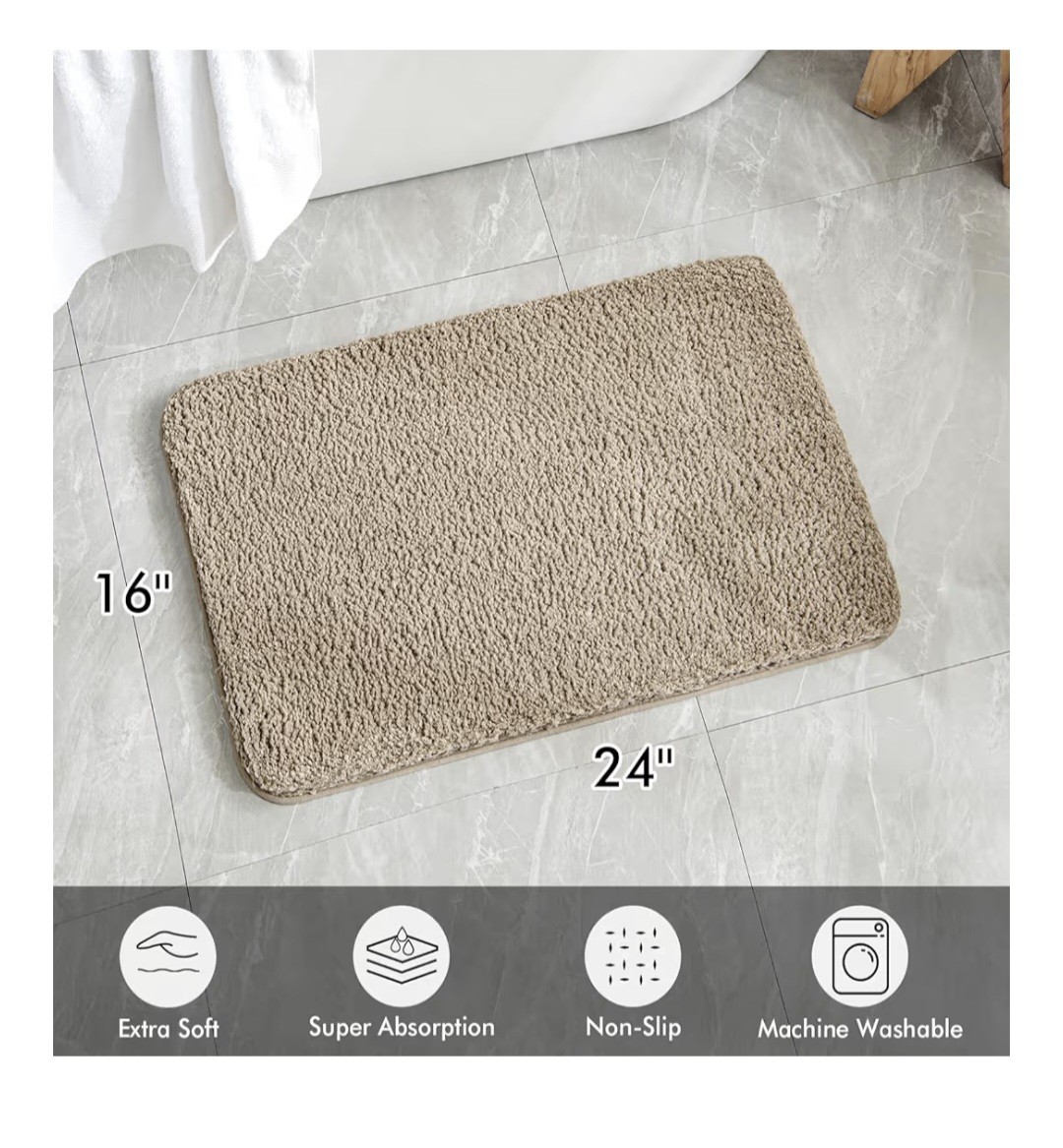 Bath Mats Non Slip Ultra Soft Absorbant Microfiber Fluffy Thick Bathrm Rugs Mat | eBay - Image 2