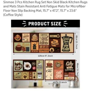 3 Pcs Kitchen Rug Set Non Skid Thick Black Kitchen Rugs and Mats Stain Resistant | eBay