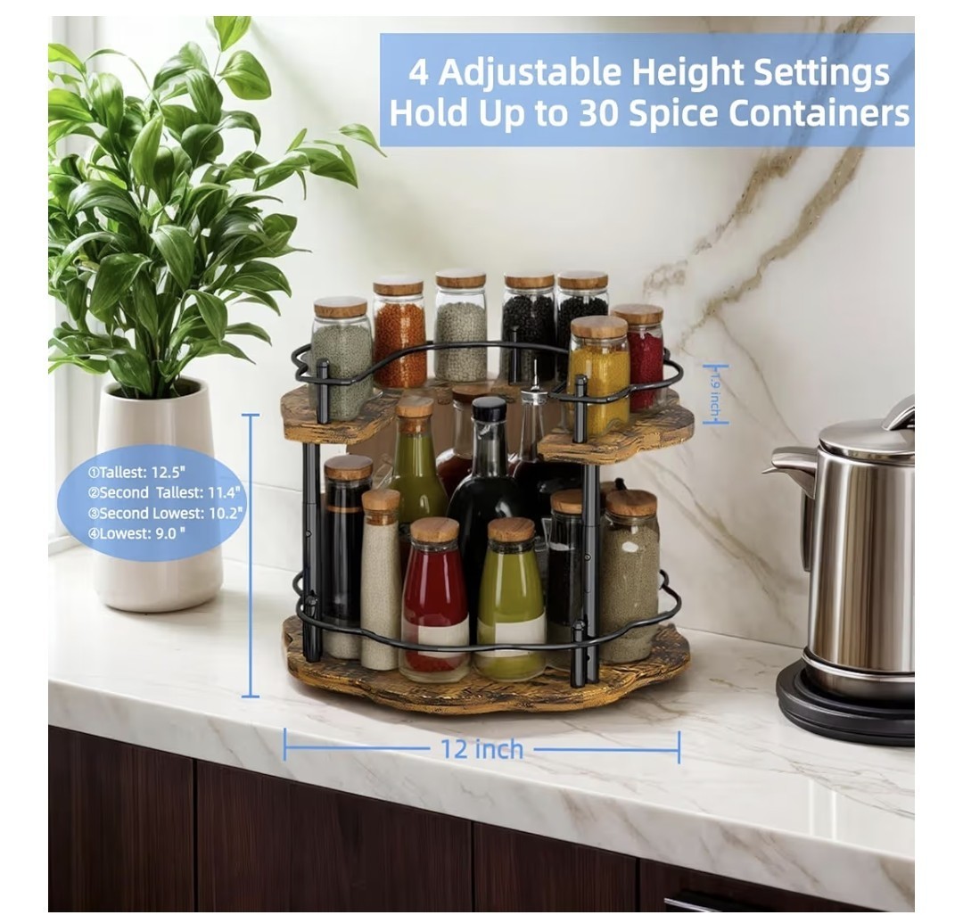 2 Tier Lazy Susan, Lazy Susan Turntable Cabinet with 3 Adjustable Heights Gua... | eBay - Image 3