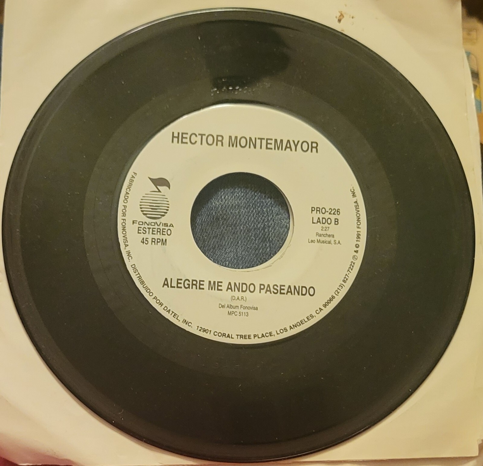 Hector Montemayor Barrio Pobre/Alegre Me Ando Paseando Vynil 45 | eBay - Image 2