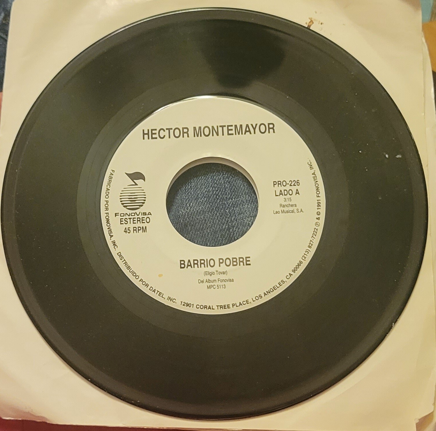 Hector Montemayor Barrio Pobre/Alegre Me Ando Paseando Vynil 45 | eBay - Image 3