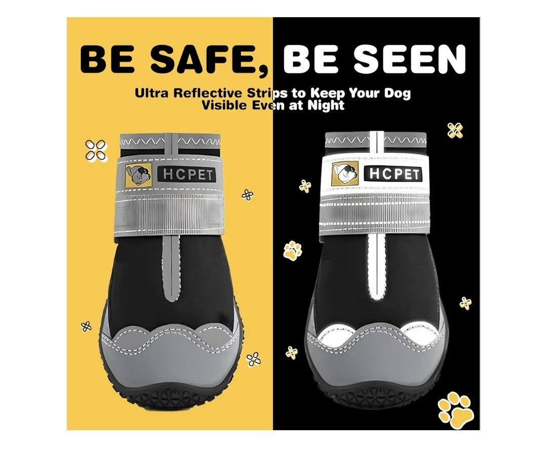 Dog Shoes for Large Dogs, Waterproof Anti-Slip w/Reflective Straps Black Size 3 | eBay - Image 5